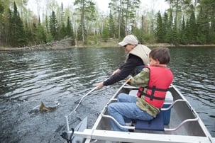 Fishing on a boat